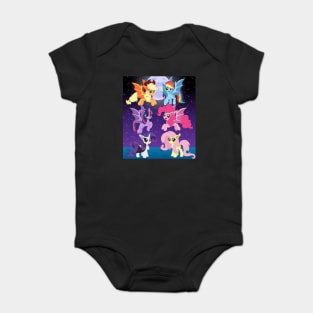 Mane 6 bat ponies scene Baby Bodysuit